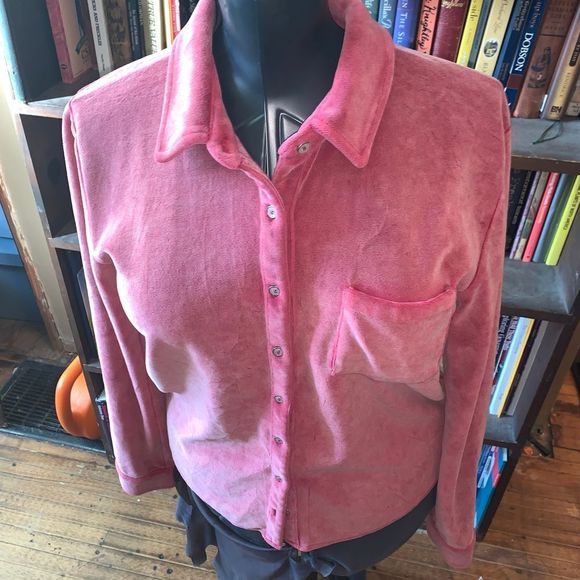 white | Tops | White Cloud Pink Velvet Button Down Soft Normcore S Shirt |  Poshmark